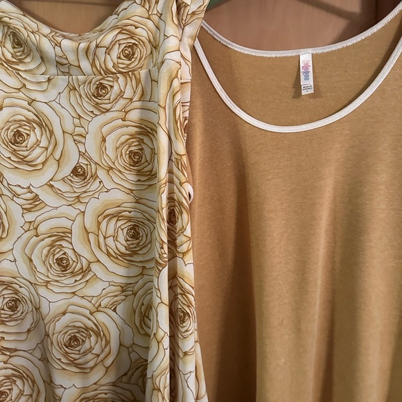 LuLaRoe cream yellow skirt set classic T and Azure skirt Roses L XL - Picture 7 of 13